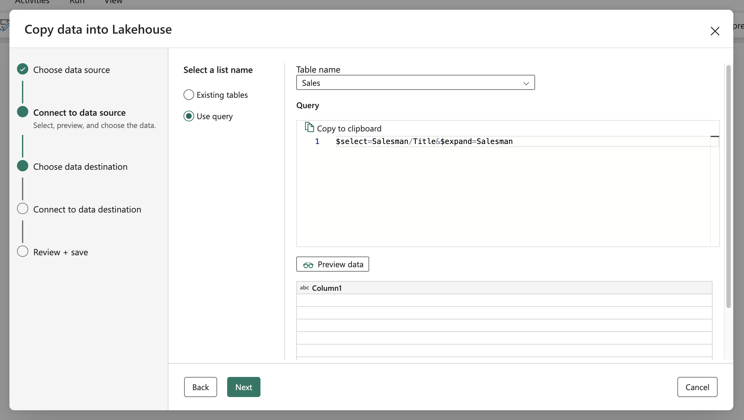 Custom query - $select + $expand