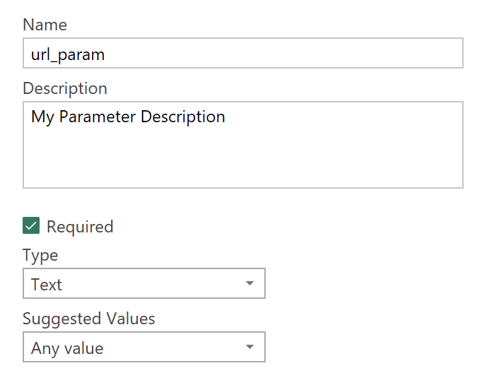 Settings of description for parameters