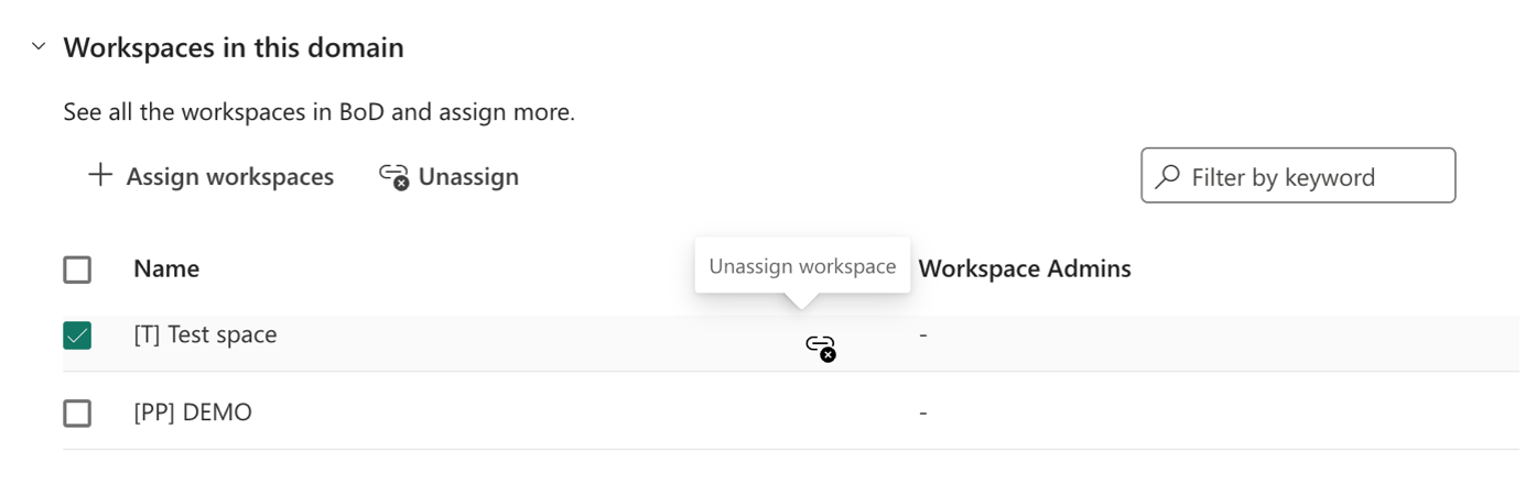 Unassign workspace from domain
