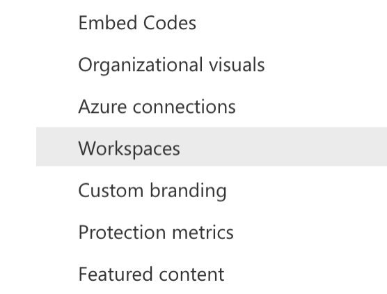 Workspace blade in Admin portal