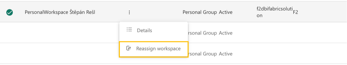 Reassign workspace