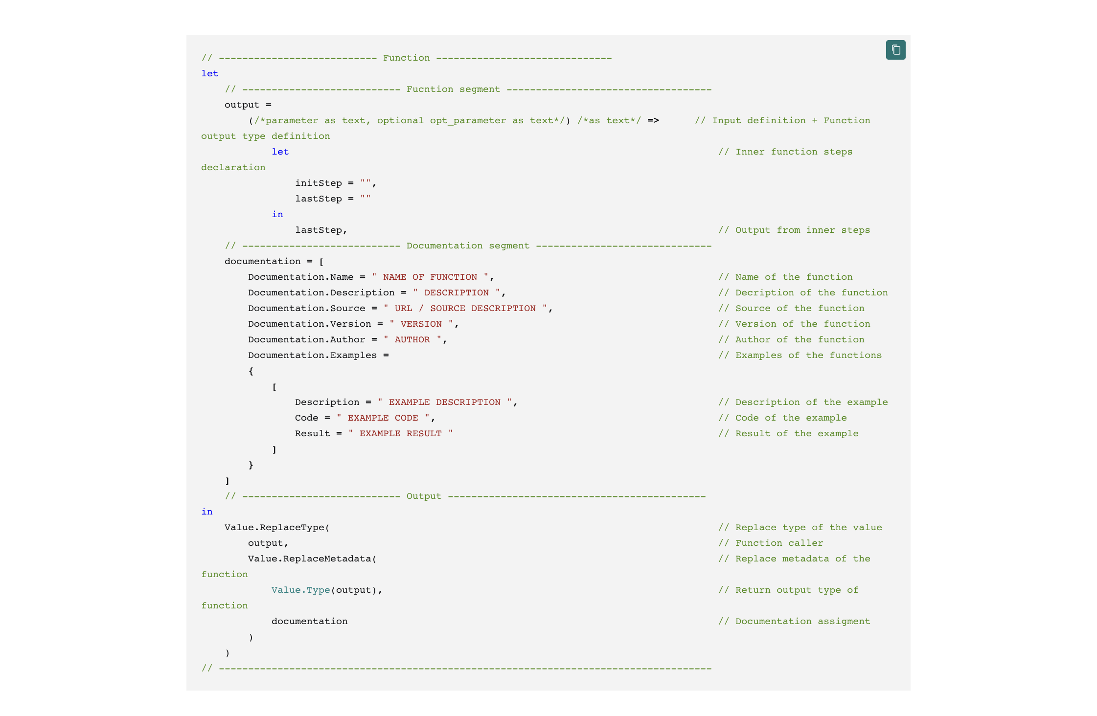 Power Query Custom Function Template